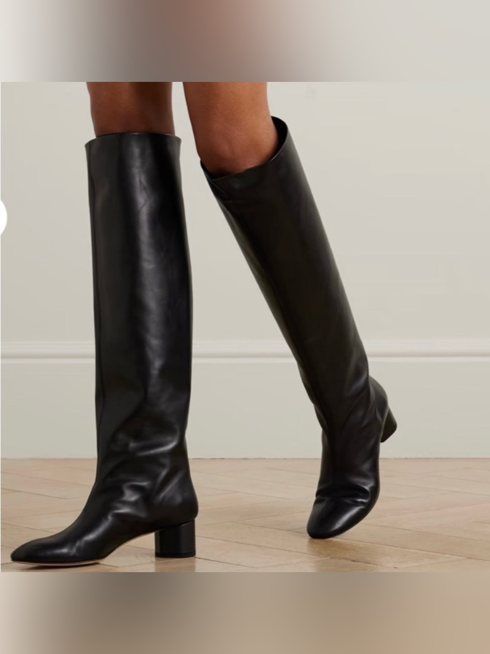 Aeyde Willa Knee High Leather Boots Black Pull on OTK Size 9